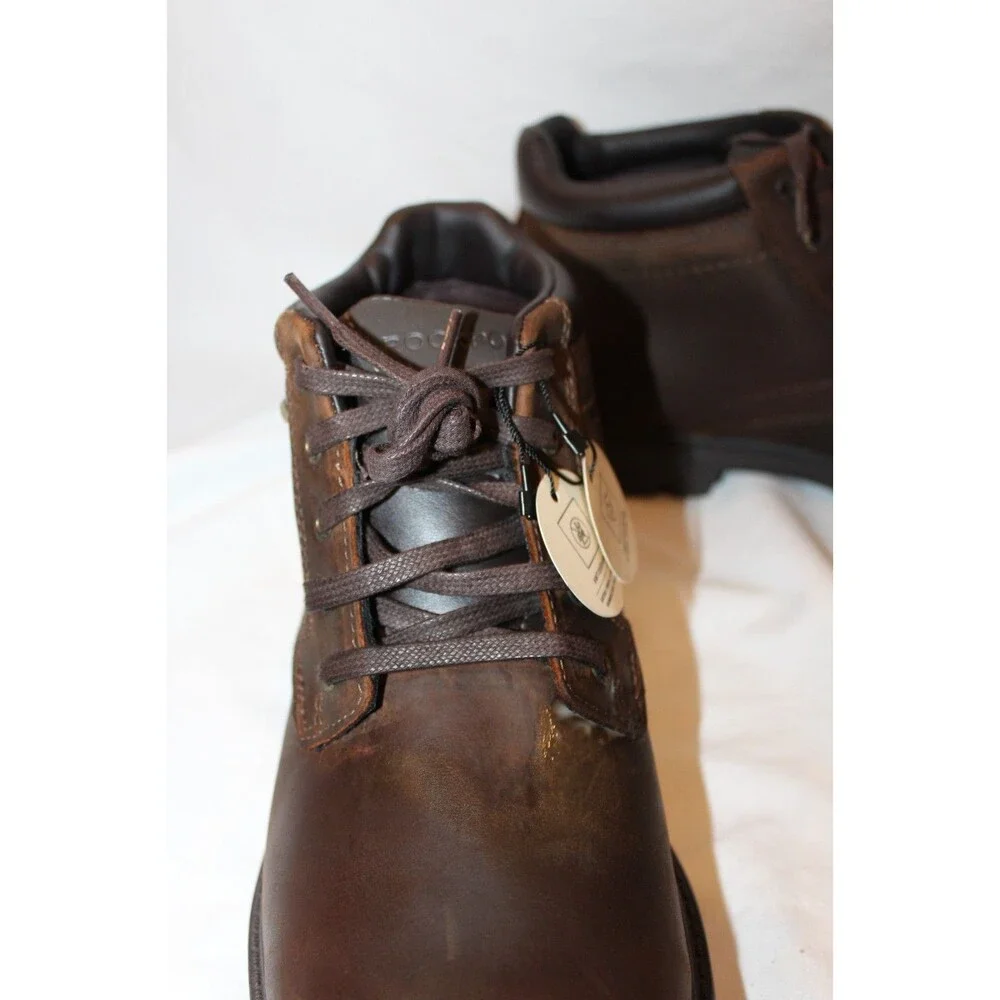 ROCKFORD MEN'S STORM SURGE PLAIN‎ TOE LEATHER BOOTS NEW SZ 7.5 BROWN $160